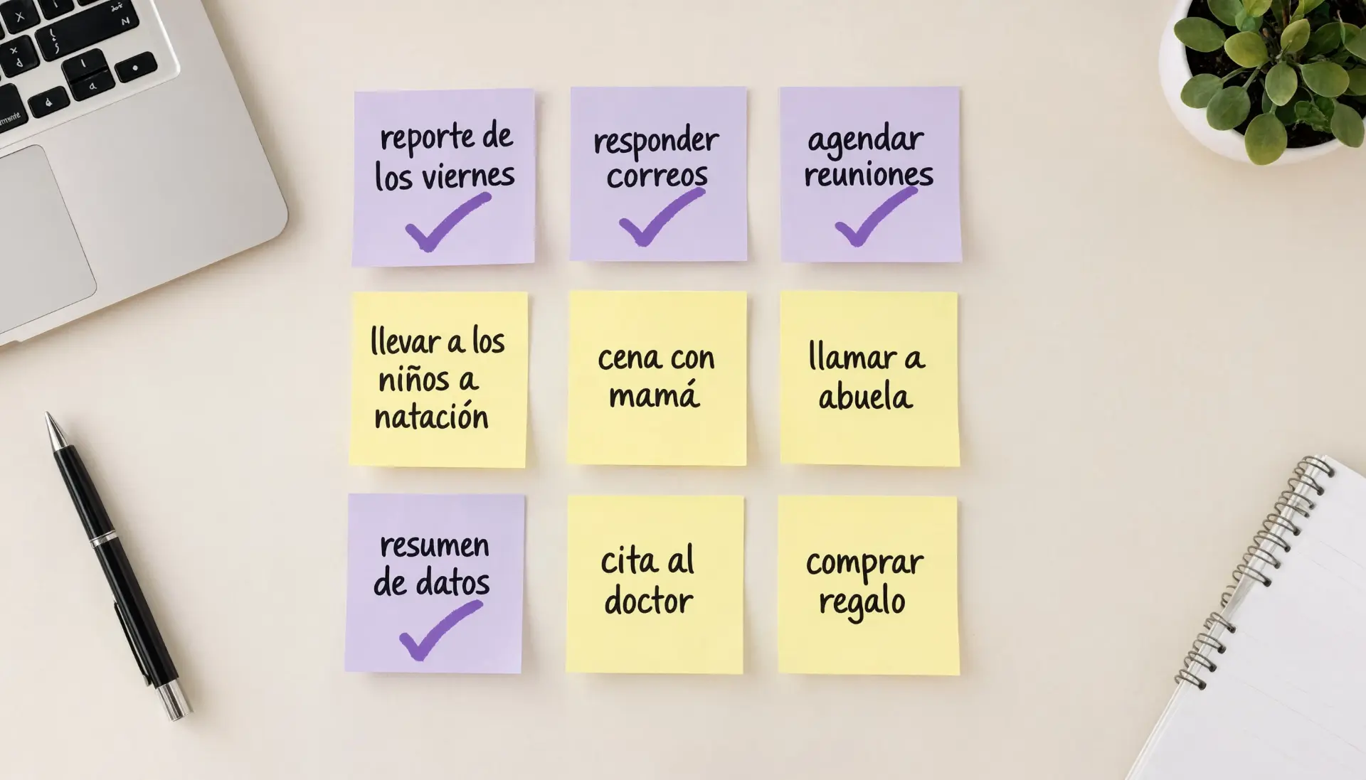 Notas con tareas de la semana: las que Claude puede hacer por ti van palomeadas